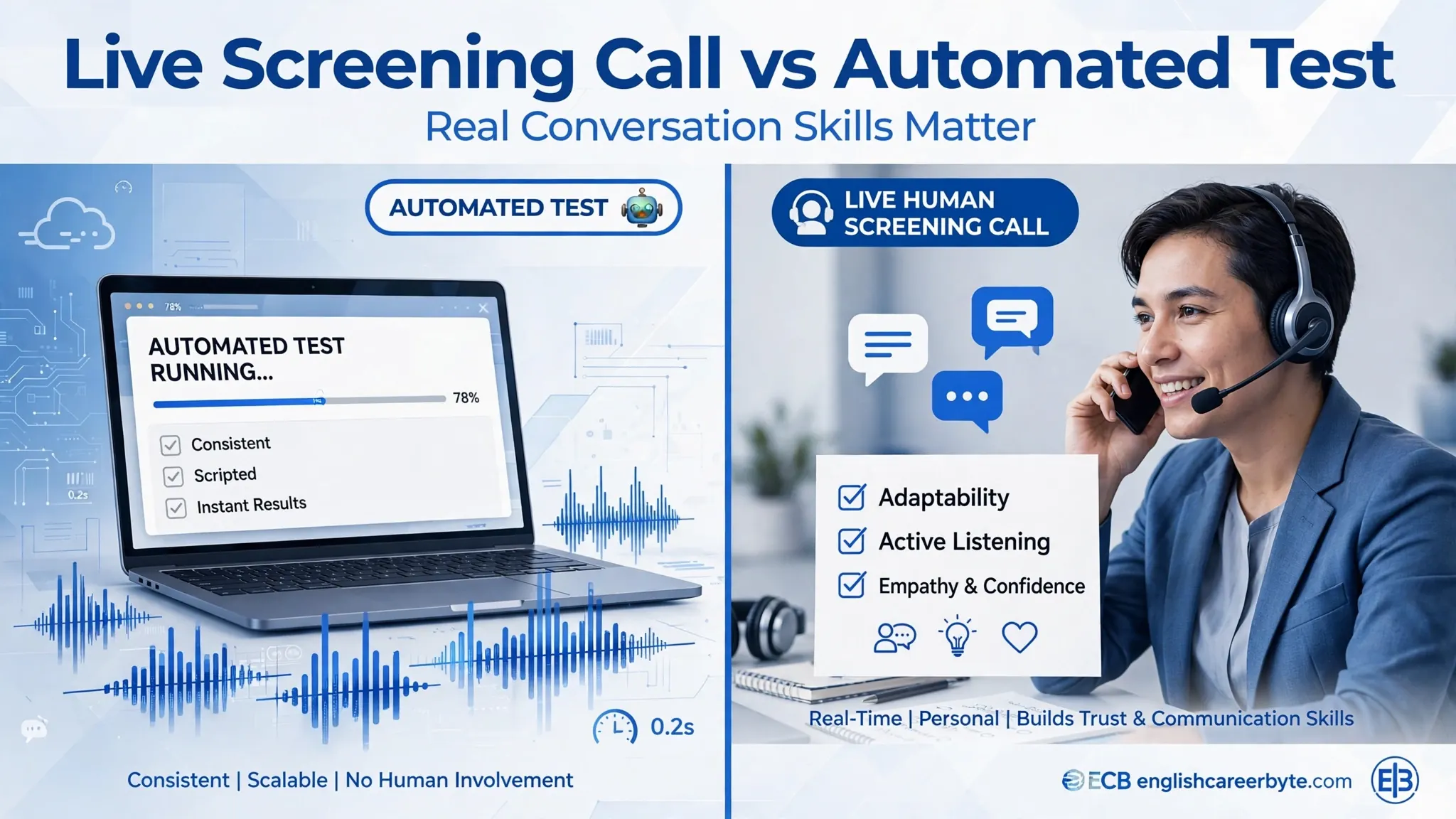Recruiter conducting a live phone screening interview for a call center job candidate
